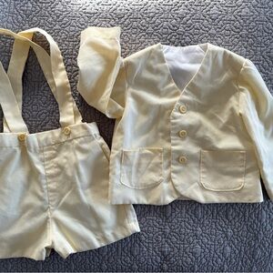 Easter Pinstripe Suspender Shorts and Jacket Set for Boys